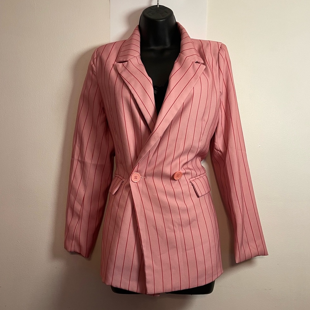 ViVI Pink Pinstripe Women's Blazer